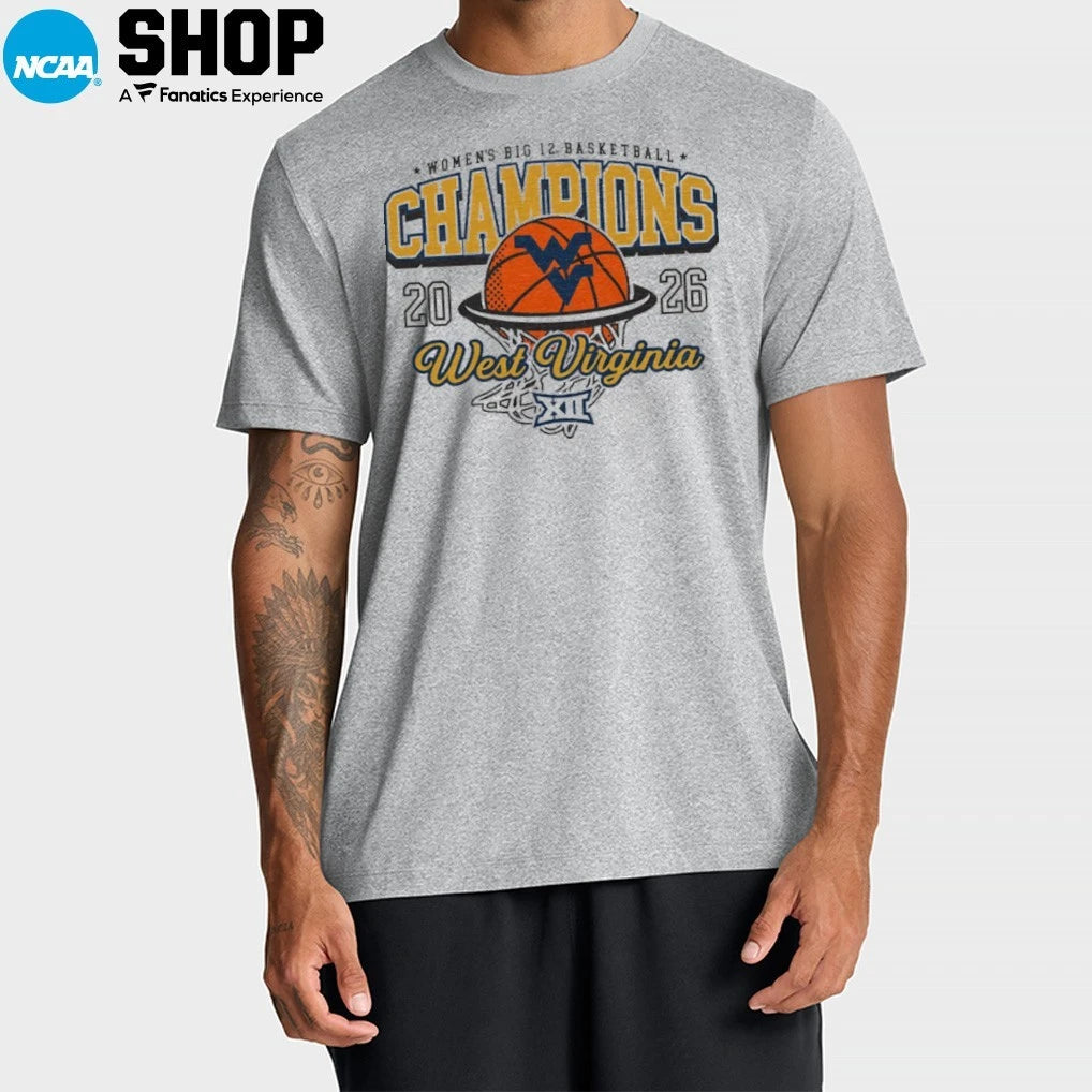 West Virginia Mountaineers Women’s Big 12 Basketball Champions 2026 T-Shirt