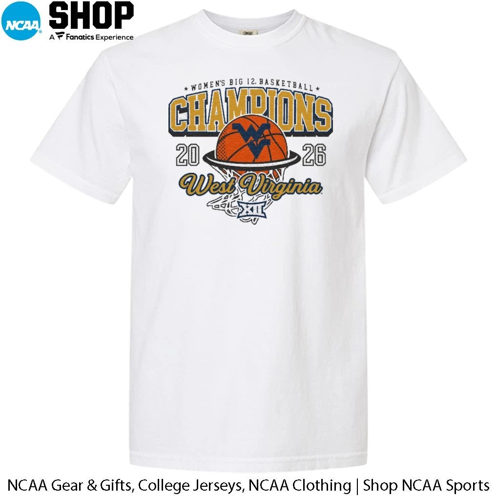 West Virginia Mountaineers Women’s Big 12 Basketball Champions 2026 T-Shirt