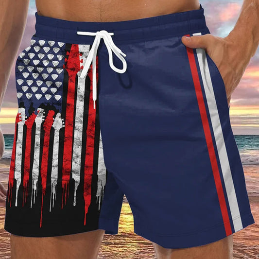 Men's Graphic Prints National Flag Swim Trunks Swim Shorts Board Shorts Mid Waist Hawaiian Boho Casual Daily Holiday Drawstring with Mesh lining Elastic Waist Designer Clothing Apparel