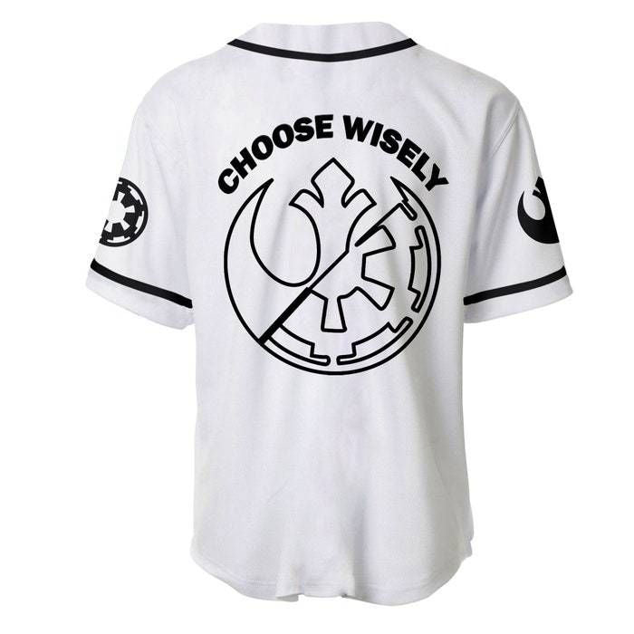 White Black Star Wars Dark & Light Sides Disney Unisex Cartoon Casual Outfits Custom Baseball Jersey Gifts for Fans - lylyprint.com