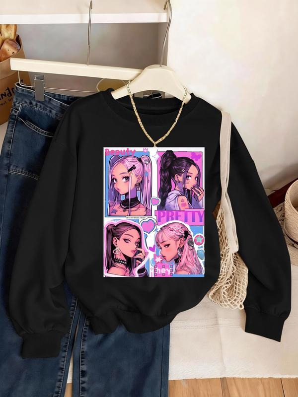 Women's New Anime Cartoon Casual Fashion Sweatshirt, Soft Comfortable Polyester, Fall/winter Round Neck Pullover...