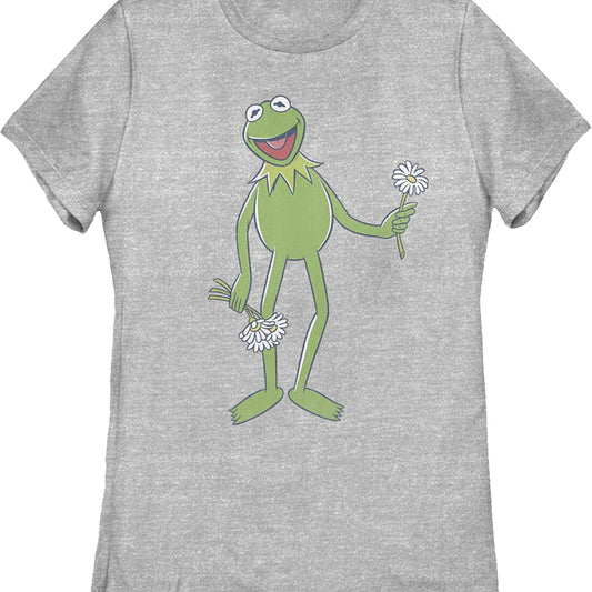 Gray Womens Kermit's Flowers Muppets Shirt
