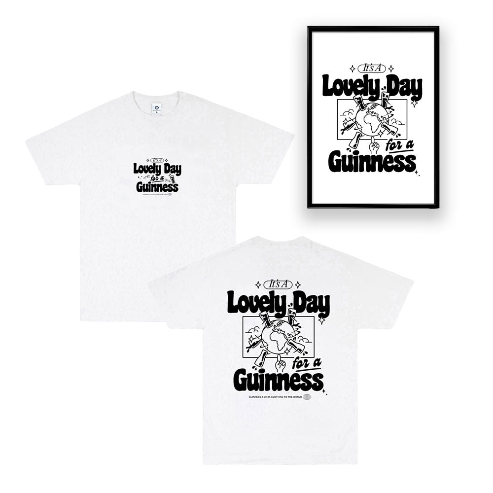 Guinness x UN:IK 'Worldwide' Tee & Print Bundle - White