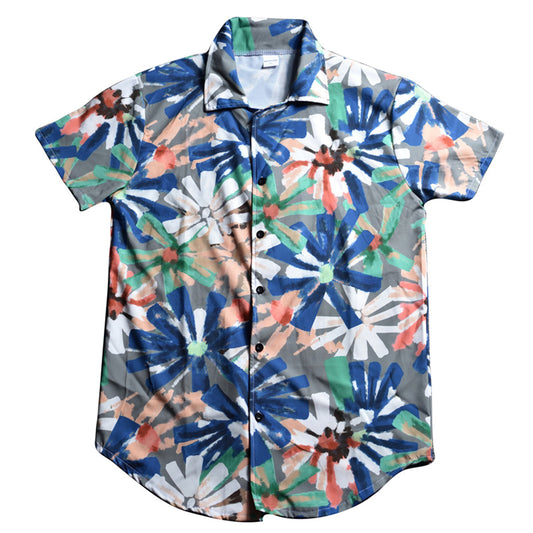 Men's Shirt Summer Hawaiian Shirt Button Up Shirt Casual Shirt Camp Collar Shirt Graphic Prints Turndown Blue Purple Green Street Holiday Short Sleeve Button Print Clothing Apparel Tropical Hawaiian
